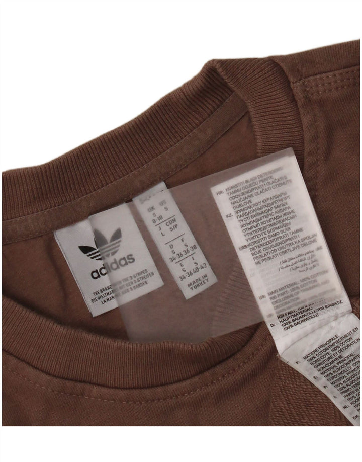 Adidas - Sudadera extragrande para mujer, talla 8/10, algodón marrón pequeño