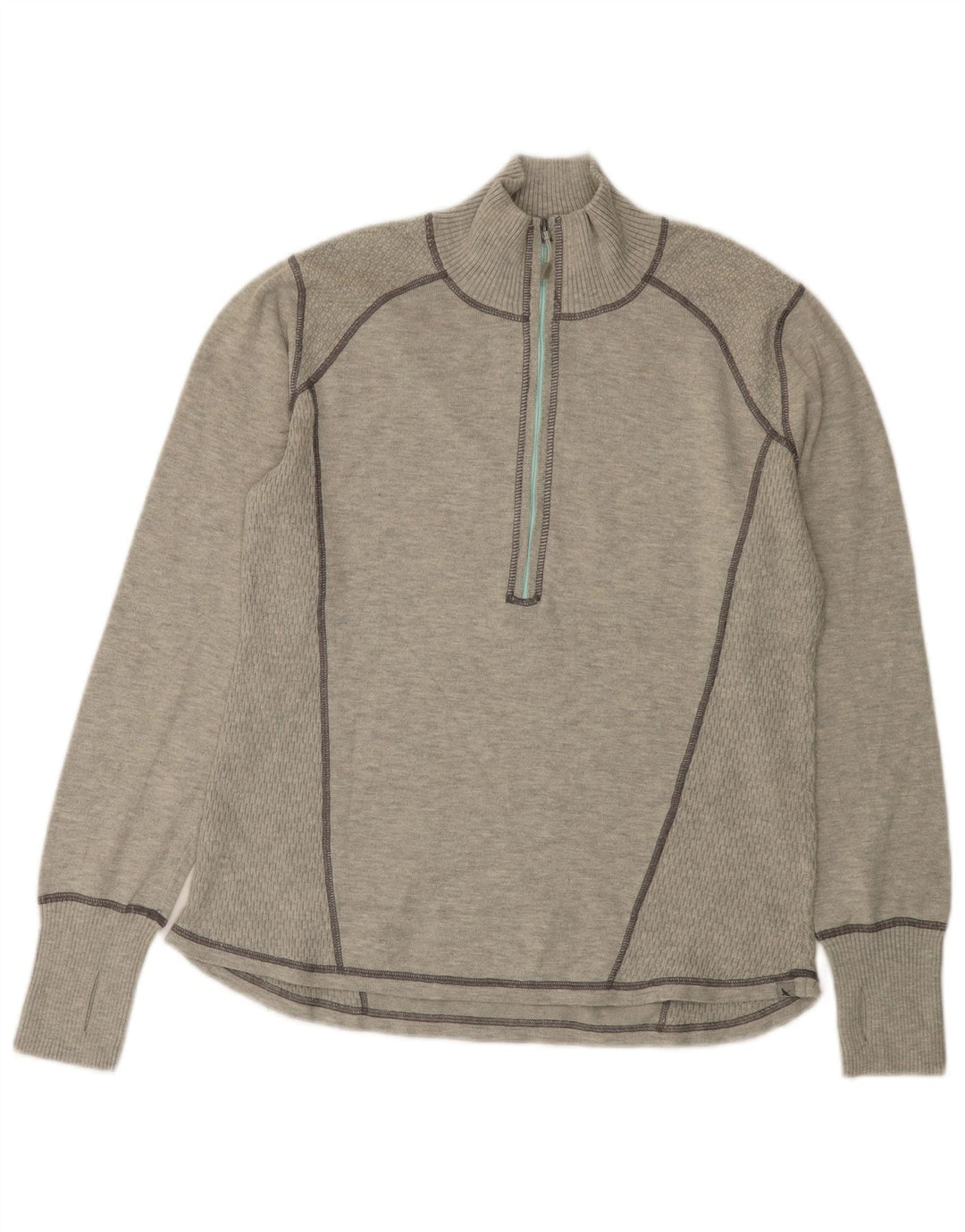 EDDIE BAUER Jersey con cuello y cremallera para mujer UK 40 XL Poliéster gris