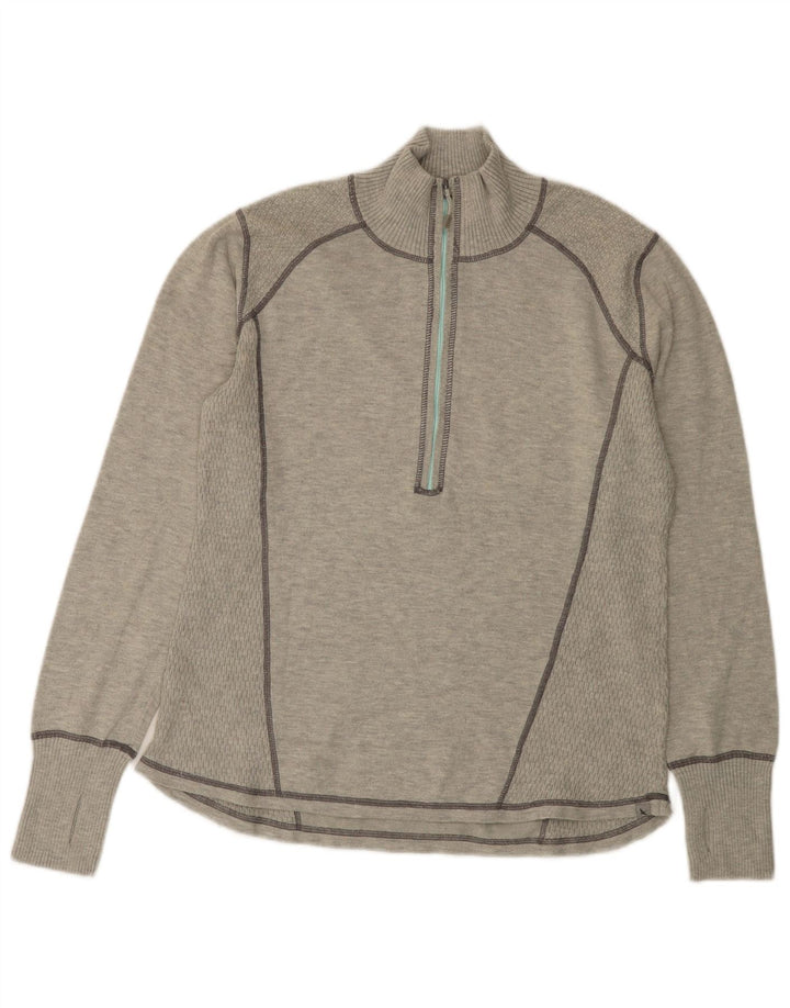 EDDIE BAUER Jersey con cuello y cremallera para mujer UK 40 XL Poliéster gris