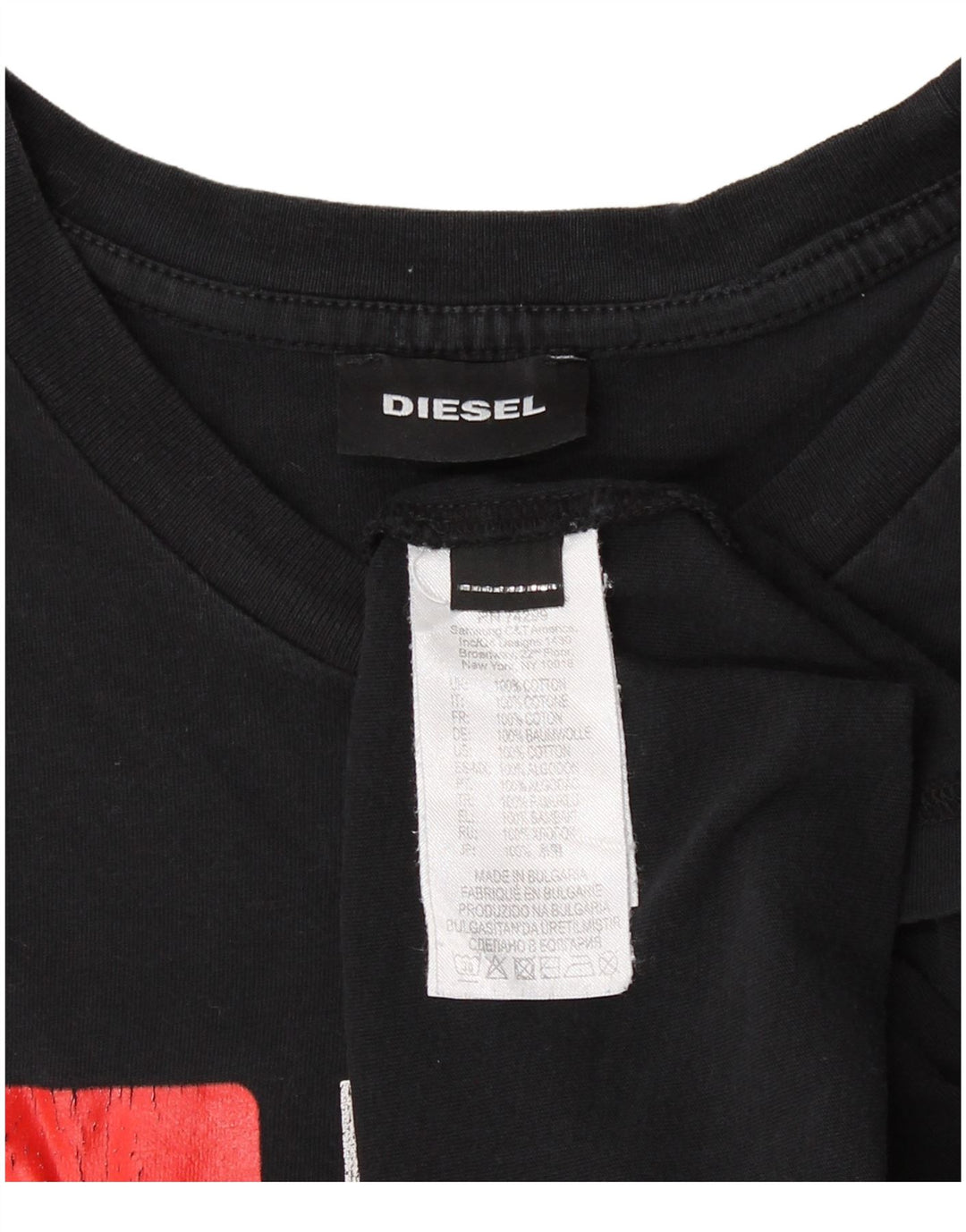 DIESEL Camiseta gráfica para hombre Top Small Black Cotton