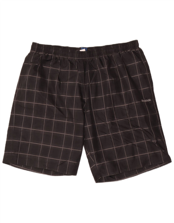 Reebok Pantalones cortos deportivos para hombre XL Black Check Poliéster