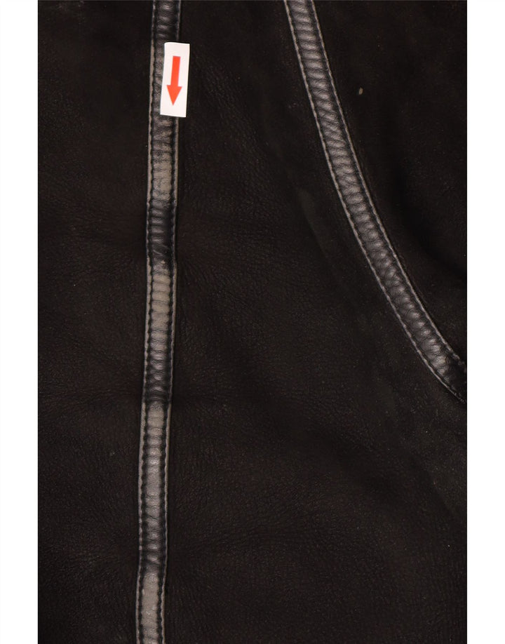 Vintage hombres shearling chaqueta IT 50 grande negro shearling