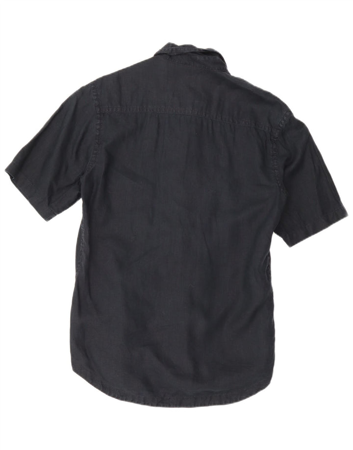 Camisa Calvin Klein Jeans Hombre Manga Corta Grande Lino Azul Marino