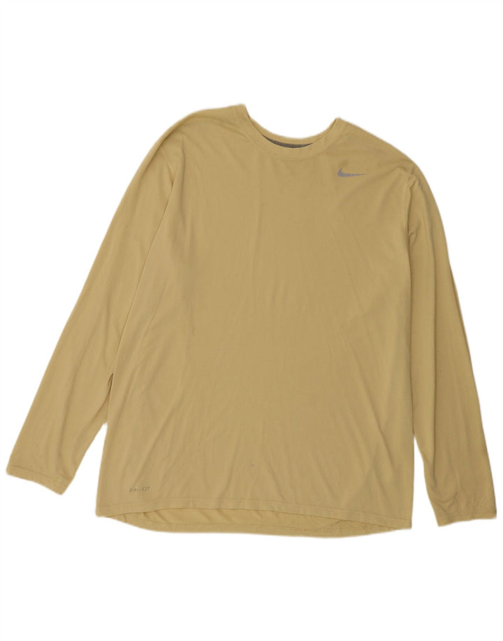 Nike Hombre Dri Fit Top Manga Larga XL Poliéster Amarillo