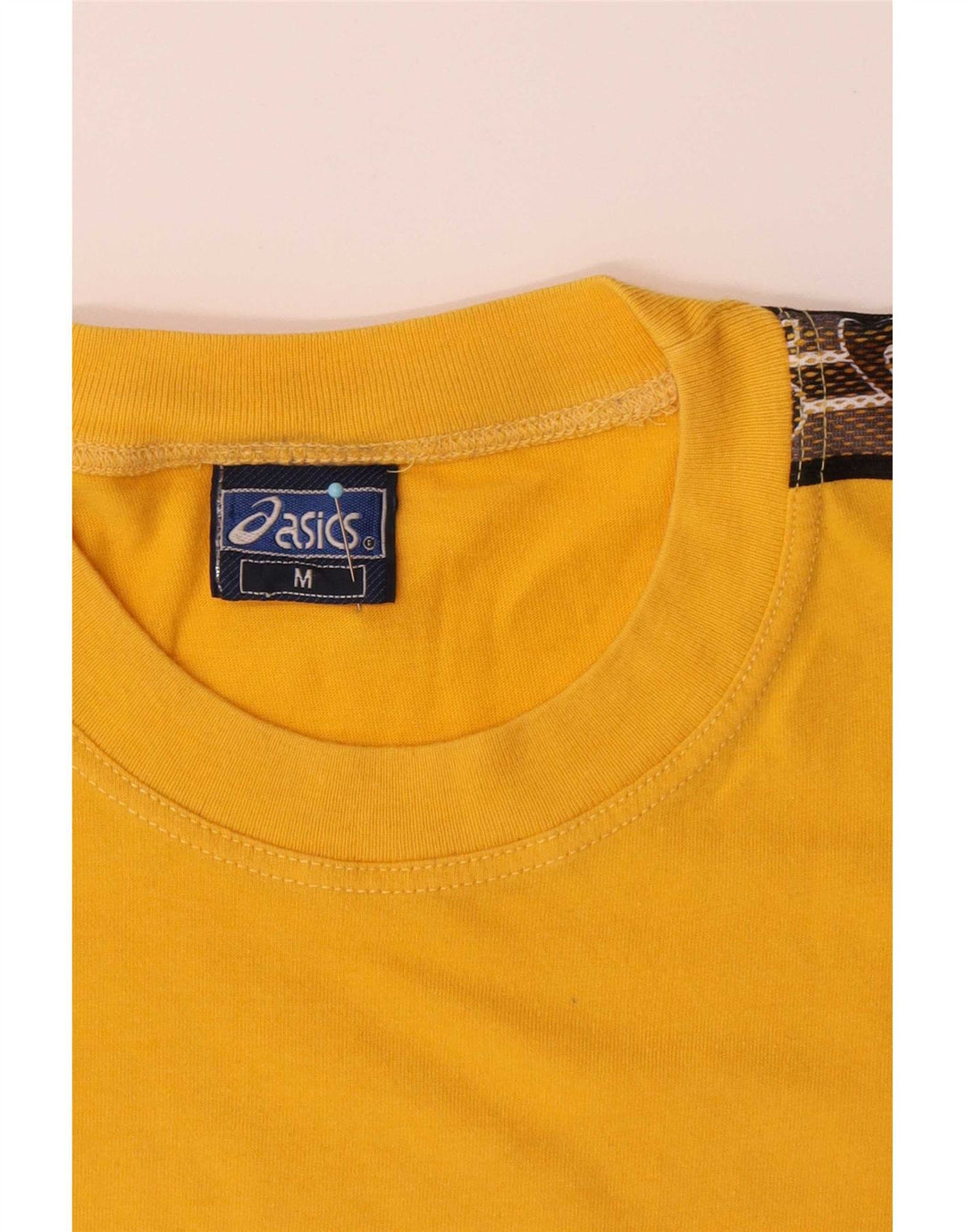 Asics Hombre Camiseta Gráfica Top Algodón Colorblock Amarillo Medio