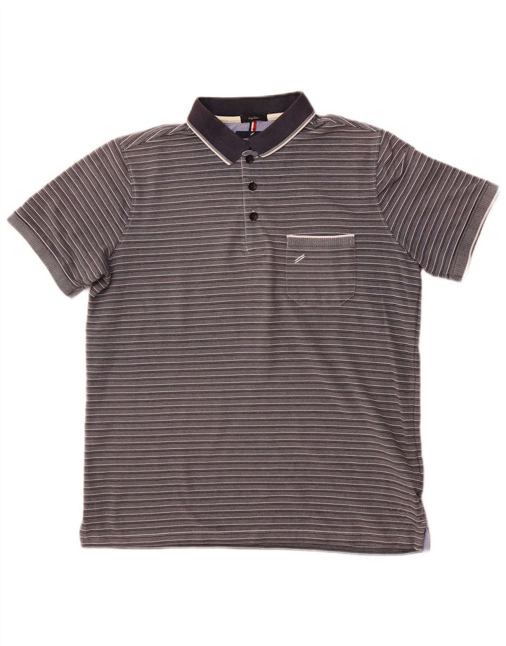 DANIEL HECHTER Polo de fácil cuidado para hombre de algodón a rayas gris grande