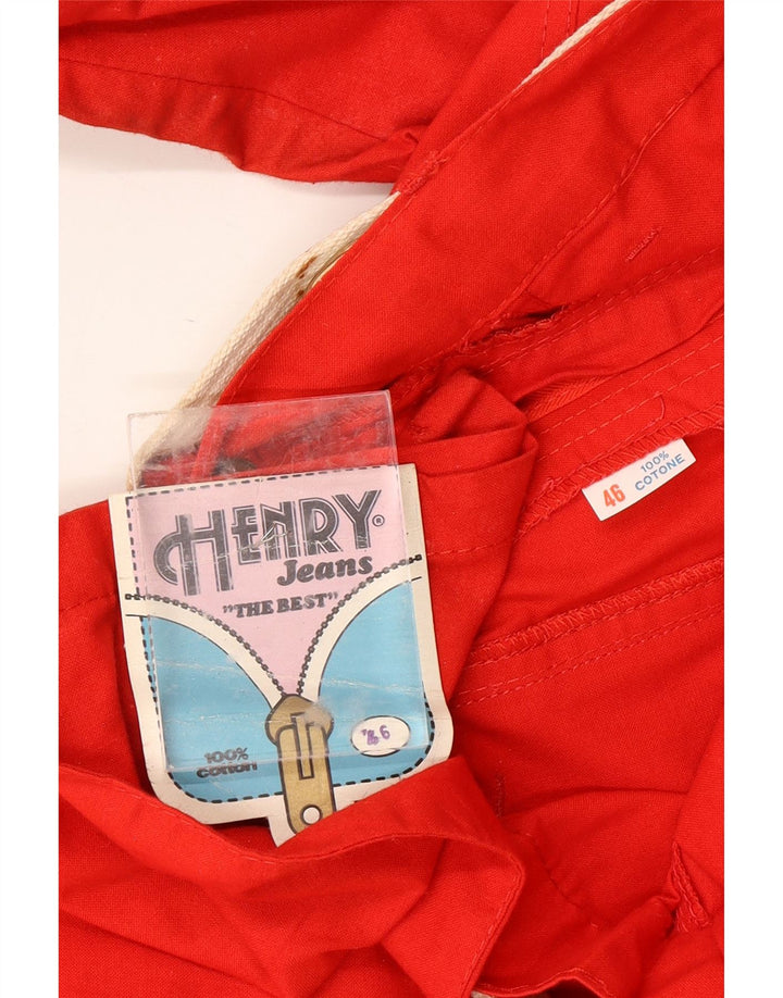 VINTAGE Pantalones cargo de cintura alta para mujer IT 46 Grande W28 L31 Algodón rojo