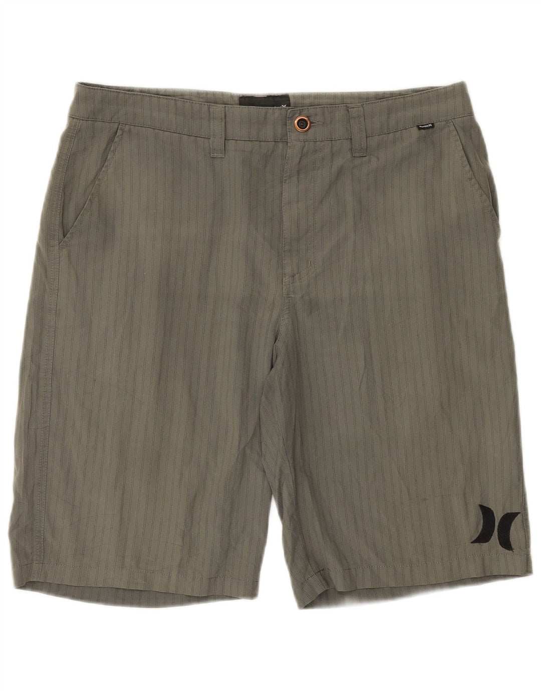 Hurley Pantalón Corto Chino Para Hombre Grande W34 Poliéster A Rayas Gris