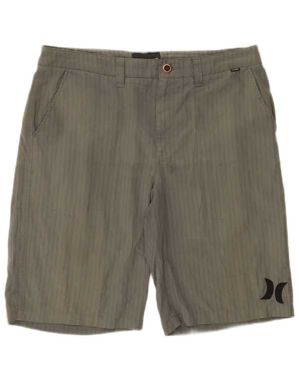 Hurley Pantalón Corto Chino Para Hombre Grande W34 Poliéster A Rayas Gris
