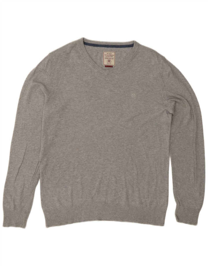 Jersey con cuello en V para hombre de Fat Face Algodón gris medio