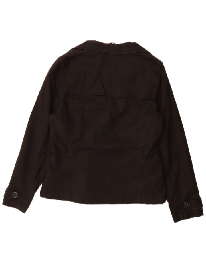 EDDIE BAUER Chaqueta tipo blazer de 3 botones para mujer UK 14 Mediana Algodón negro