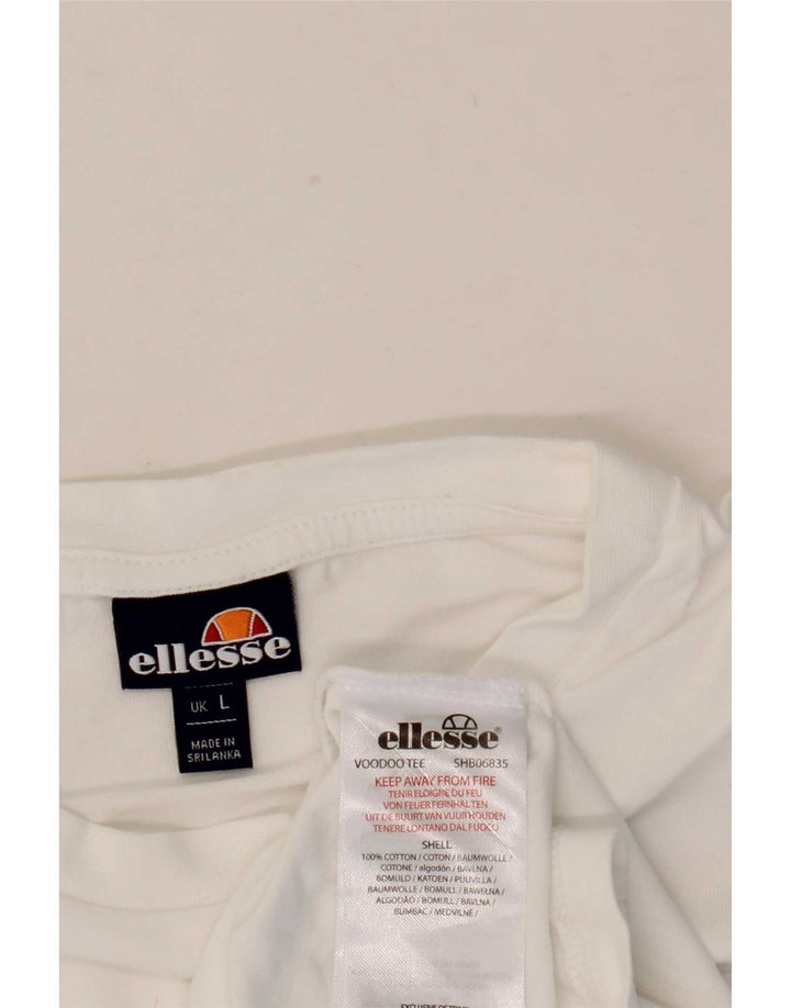 Ellesse - Camiseta para hombre, talla grande, algodón blanco