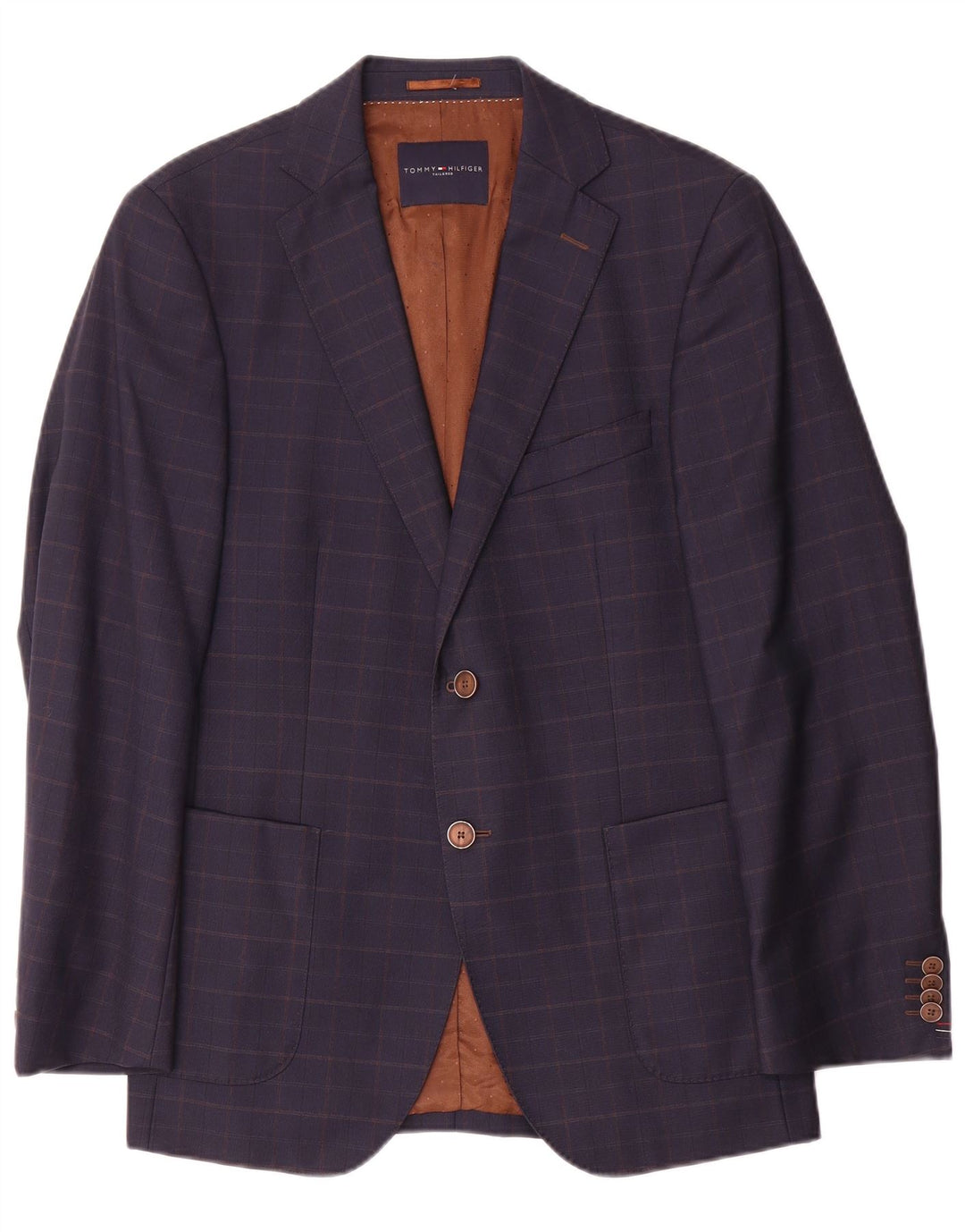 Tommy Hilfiger Chaqueta tipo blazer a medida para hombre IT 46 Small Navy Blue Check