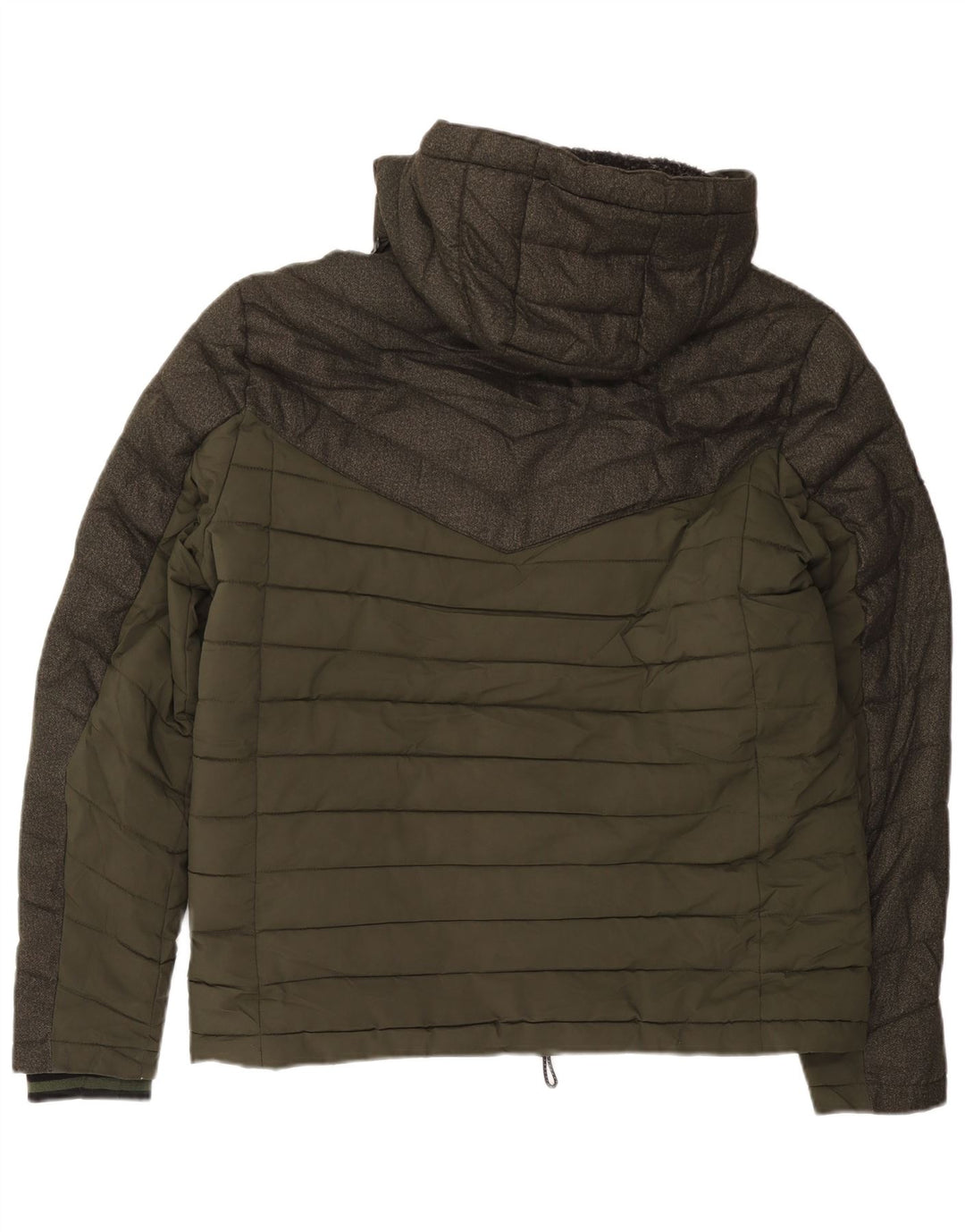 SUPERDRY Chaqueta acolchada con capucha para hombre ES 42 XL Caqui Poliéster color block
