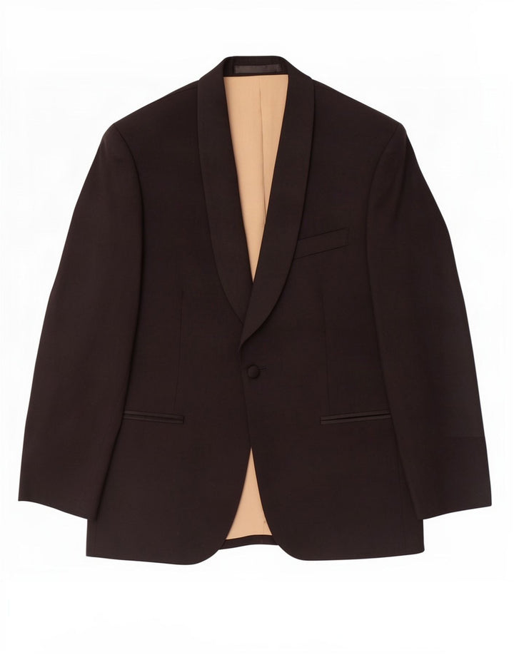Marks & Spencer Chaqueta tipo blazer con 1 botón para hombre, talla 38, lana negra mediana