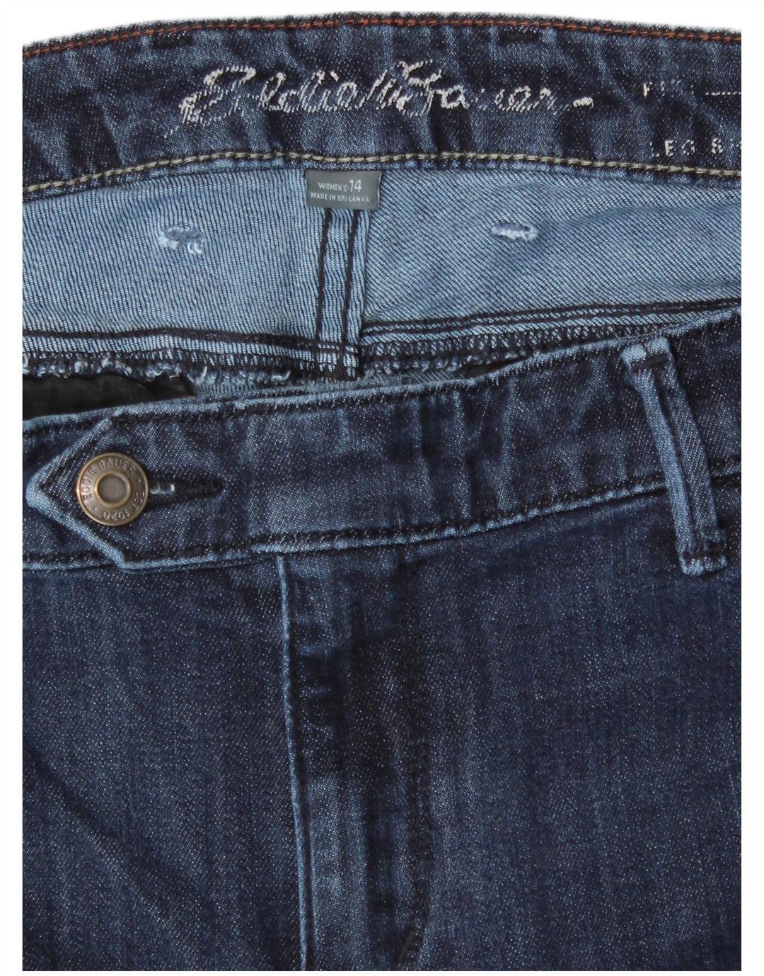 EDDIE BAUER Vaqueros rectos con curvas para mujer US 14 XL W36 L28 Azul marino Algodón