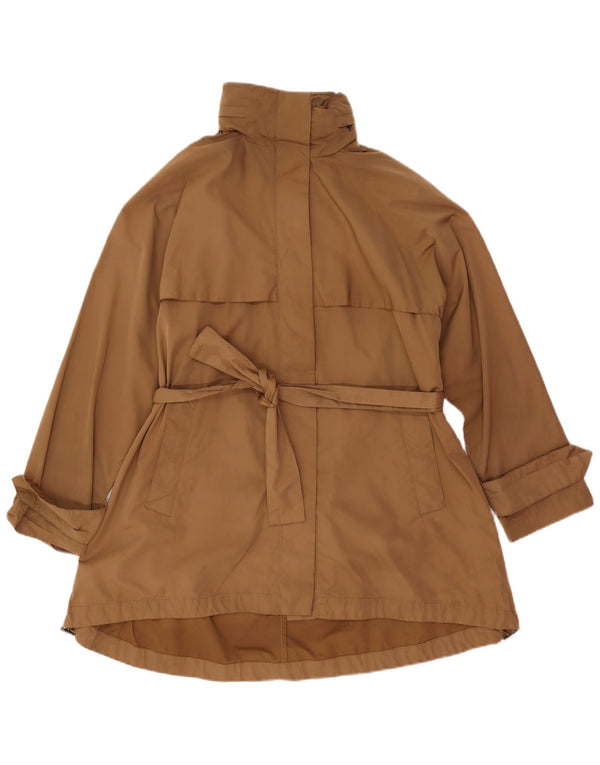 Zara Mujer Gabardina extragrande con capucha UK 10 Small Marrón Poliéster