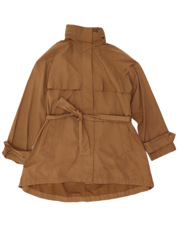 Zara Mujer Gabardina extragrande con capucha UK 10 Small Marrón Poliéster