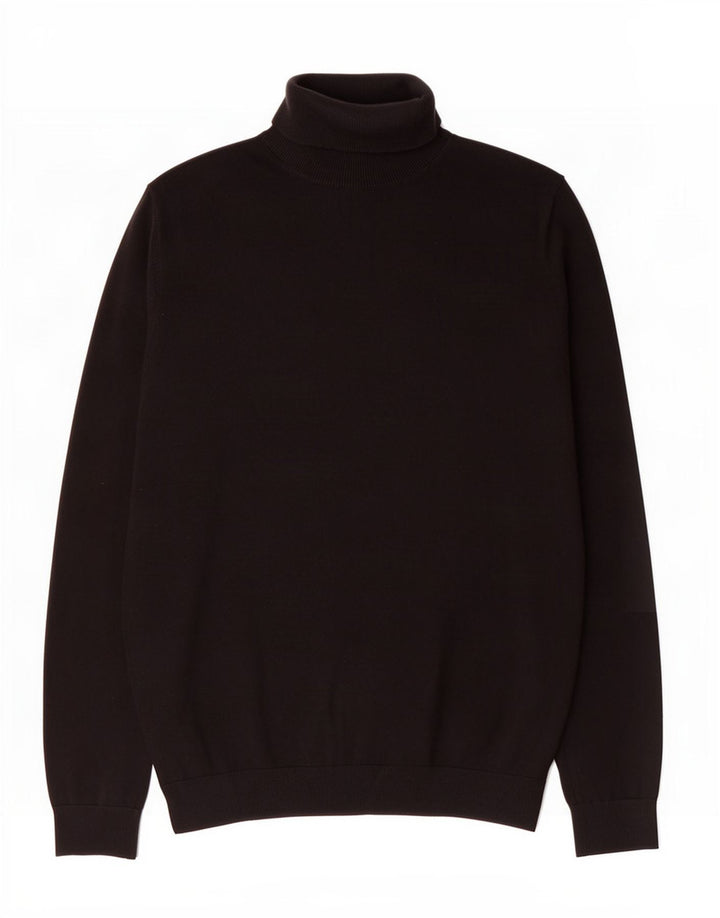 Marks & Spencer Jersey con cuello vuelto para hombre, jersey de algodón negro mediano