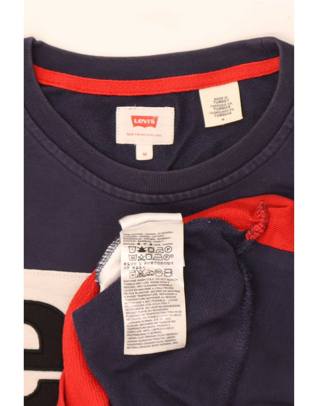 Levi's Hombre Sudadera con gráfico tipo jersey de algodón color block en azul marino mediano