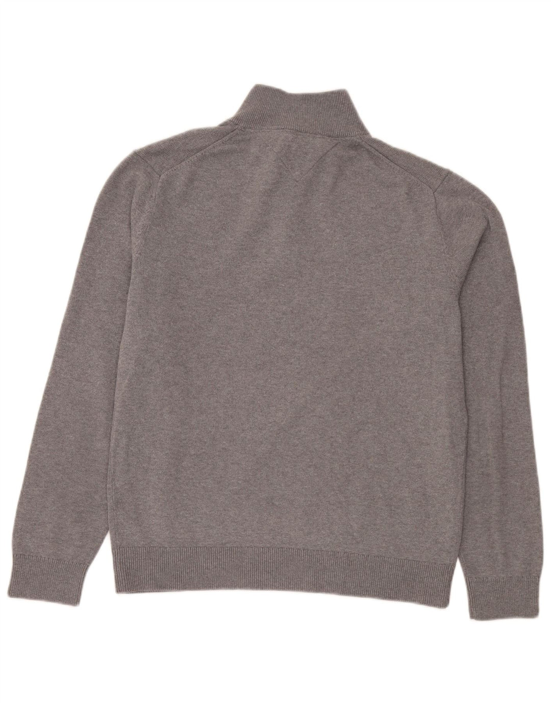Tommy Hilfiger Jersey con cuello y cremallera para hombre, suéter grande de algodón gris