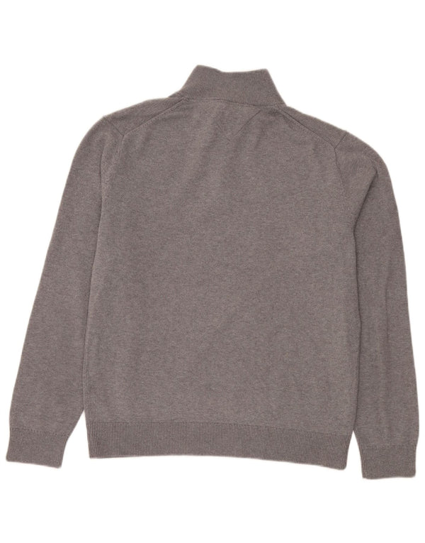 Tommy Hilfiger Jersey con cuello y cremallera para hombre, suéter grande de algodón gris