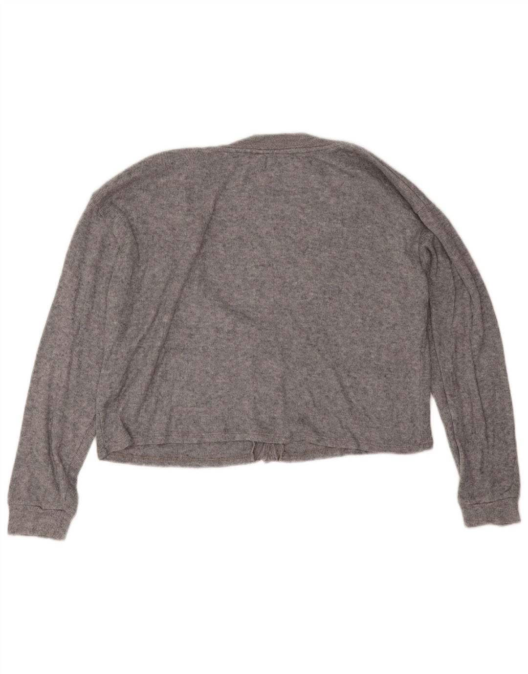 Zara Mujer Crop Suéter Cárdigan Extragrande UK 42 Viscosa Gris Medio