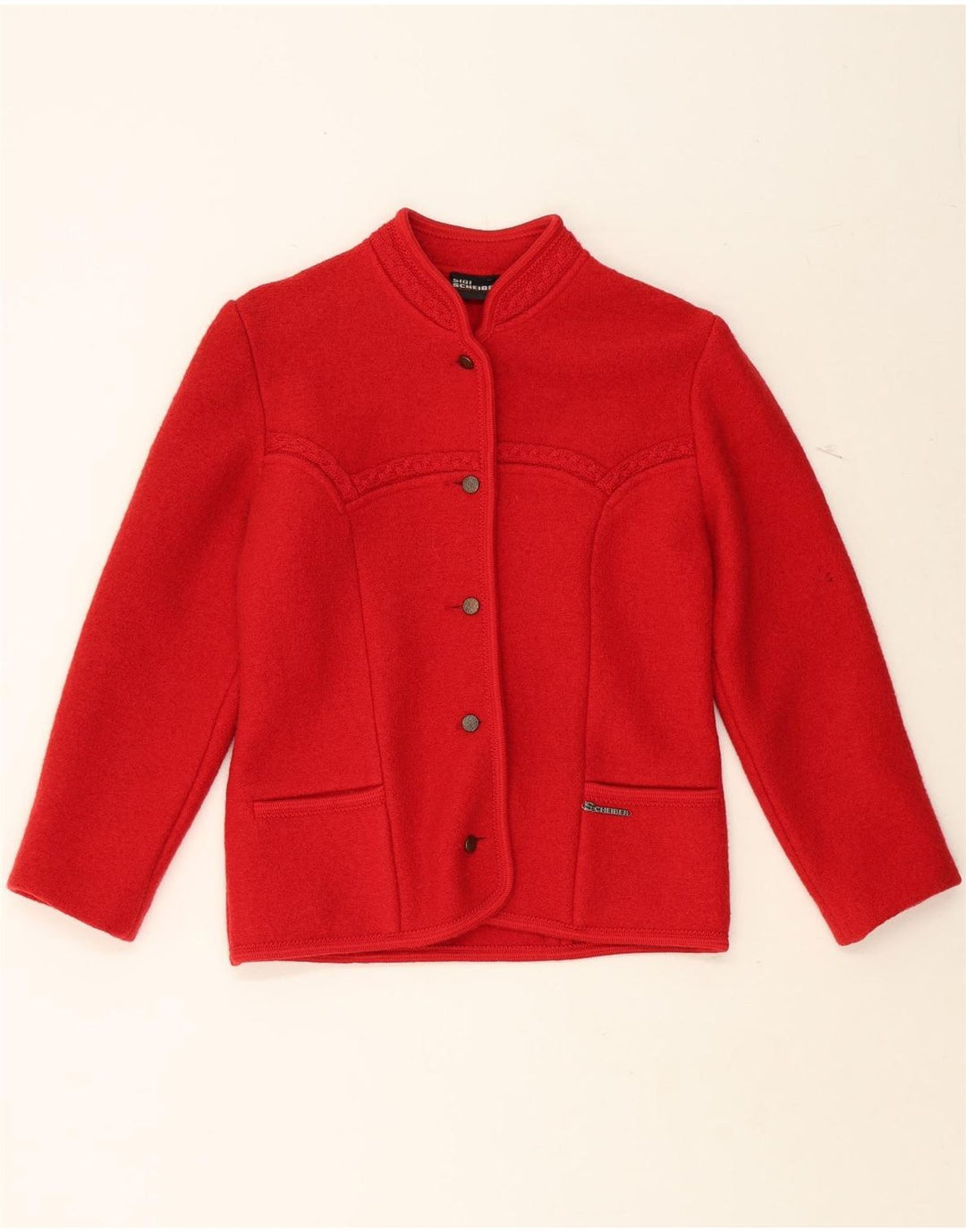 SIGI SCHEIBERG Womens 5 Button Blazer Jacket IT 42 Medium Red Wool Vintage Sigi Scheiberg and Second-Hand Sigi Scheiberg from Messina Hembry 
