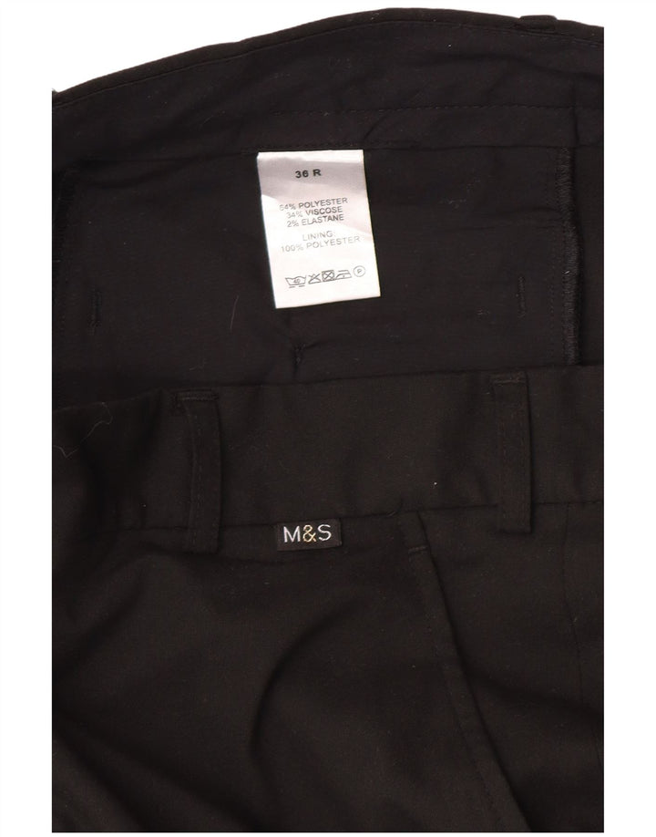 Marks & Spencer Pantalón chino recto para hombre W36 L30 Poliéster negro