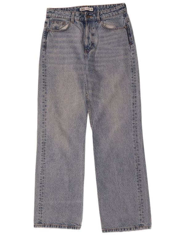Zara Jeans rectos de cintura alta para mujer EU 38 Small W28 L32 Algodón azul