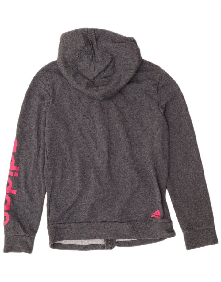 Adidas Sudadera con capucha y cremallera gráfica para mujer Reino Unido 12/14 Algodón gris medio