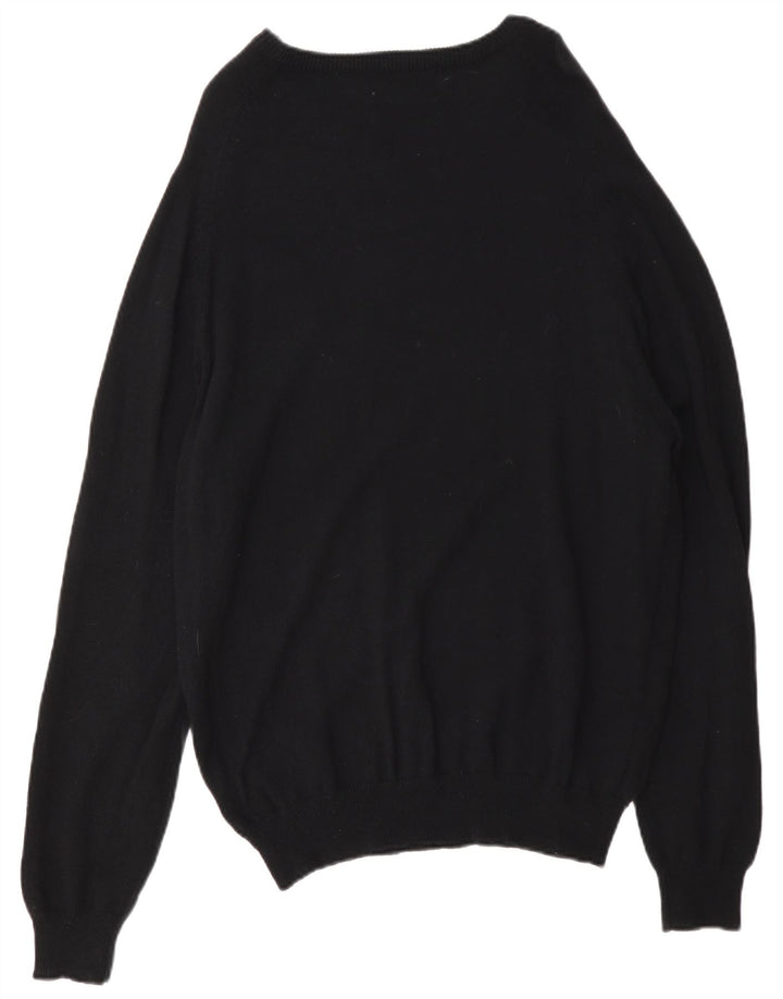 Marks & Spencer Suéter tipo jersey con cuello redondo y corte regular para hombre, talla grande, de lana negra