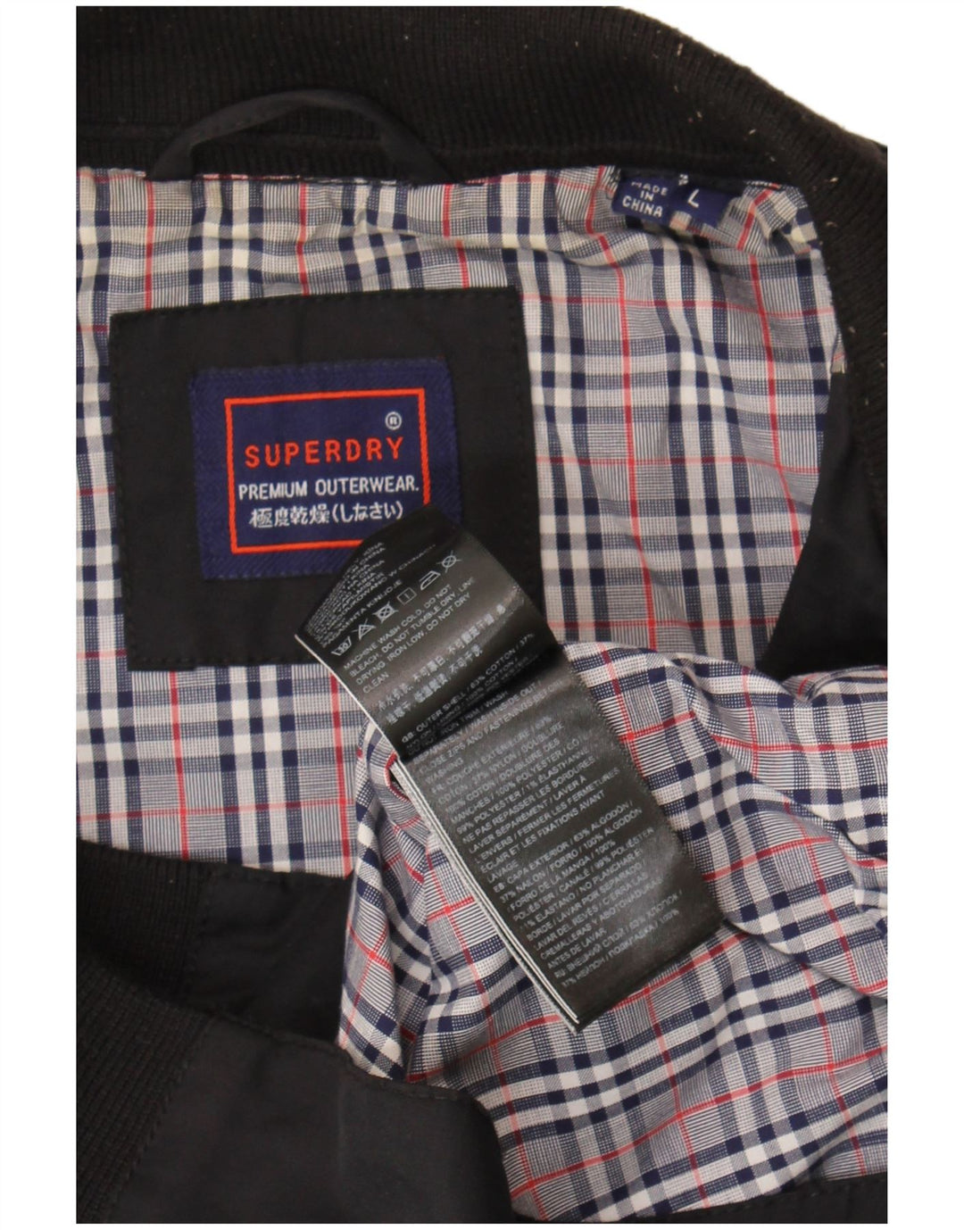 Superdry Chaqueta Bomber para Hombre Reino Unido 40 Grande Algodón Negro