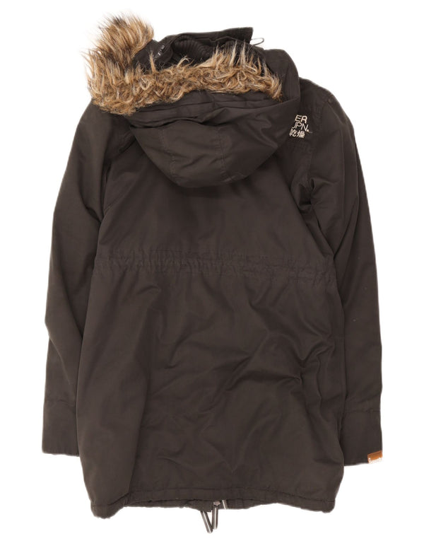 Superdry Parka Sherpa con capucha para mujer, talla 40, poliéster negro mediano