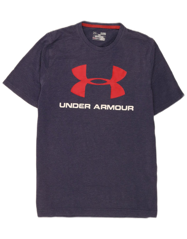 Under Armour Camiseta con gráfico Heat Gear para hombre, talla pequeña, algodón azul marino