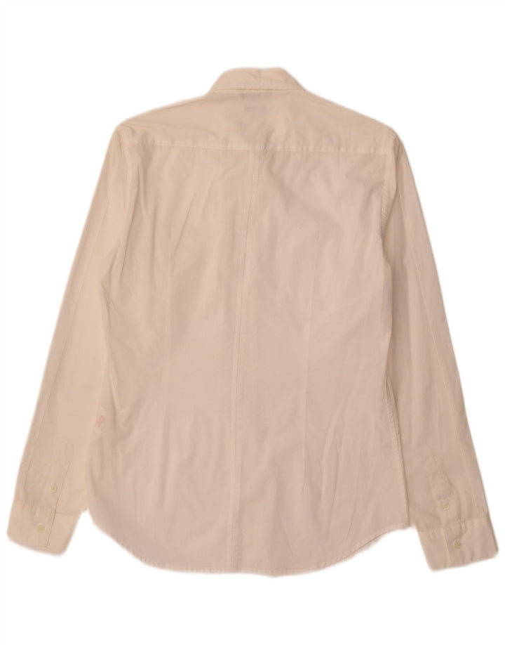 CARRERA Mens Slim Fit Military Shirt Medium Off White Cotton