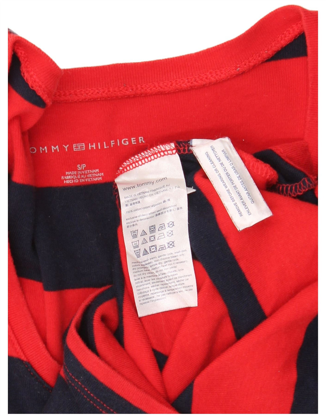 Tommy Hilfiger Top de mujer de manga larga UK 10 Small Red Stripe Cotton