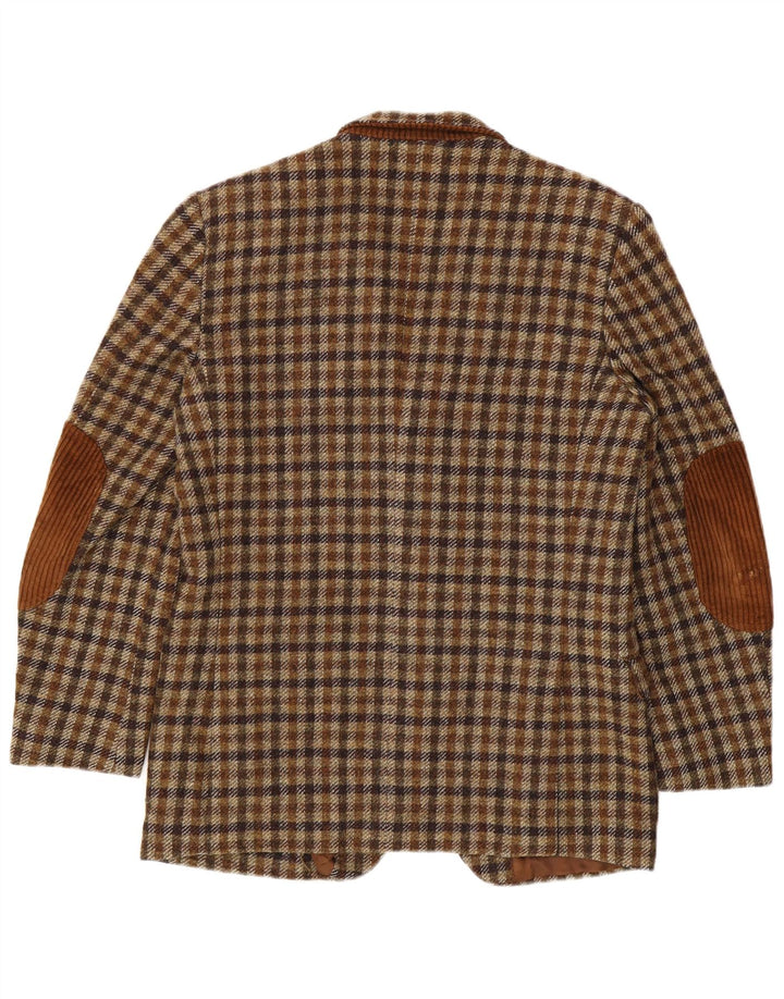 Egon Von Furstenberg Chaqueta tipo blazer de 3 botones para hombre EU 50 Large Brown Gingham
