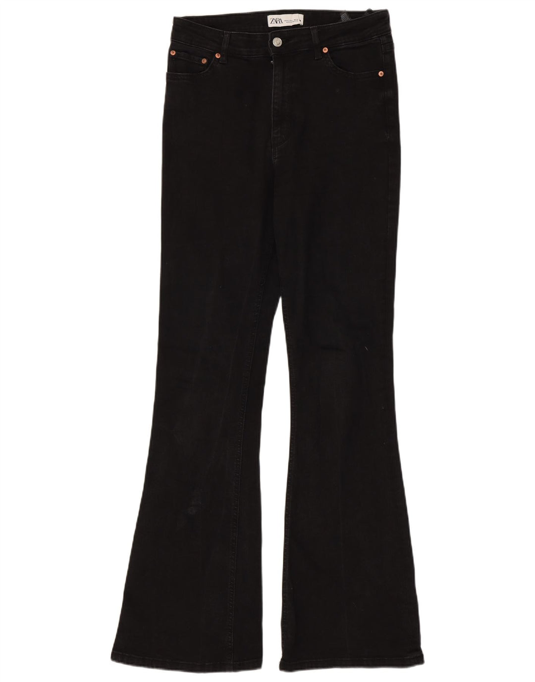 Zara Jeans Acampanados Para Mujer EU 40 Medium W30 L33 Algodón Negro