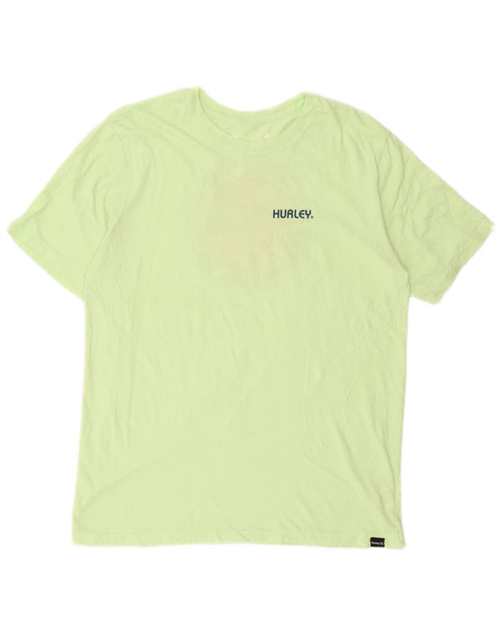 Hurley Hombre Camiseta Gráfica Top Algodón Verde Medio