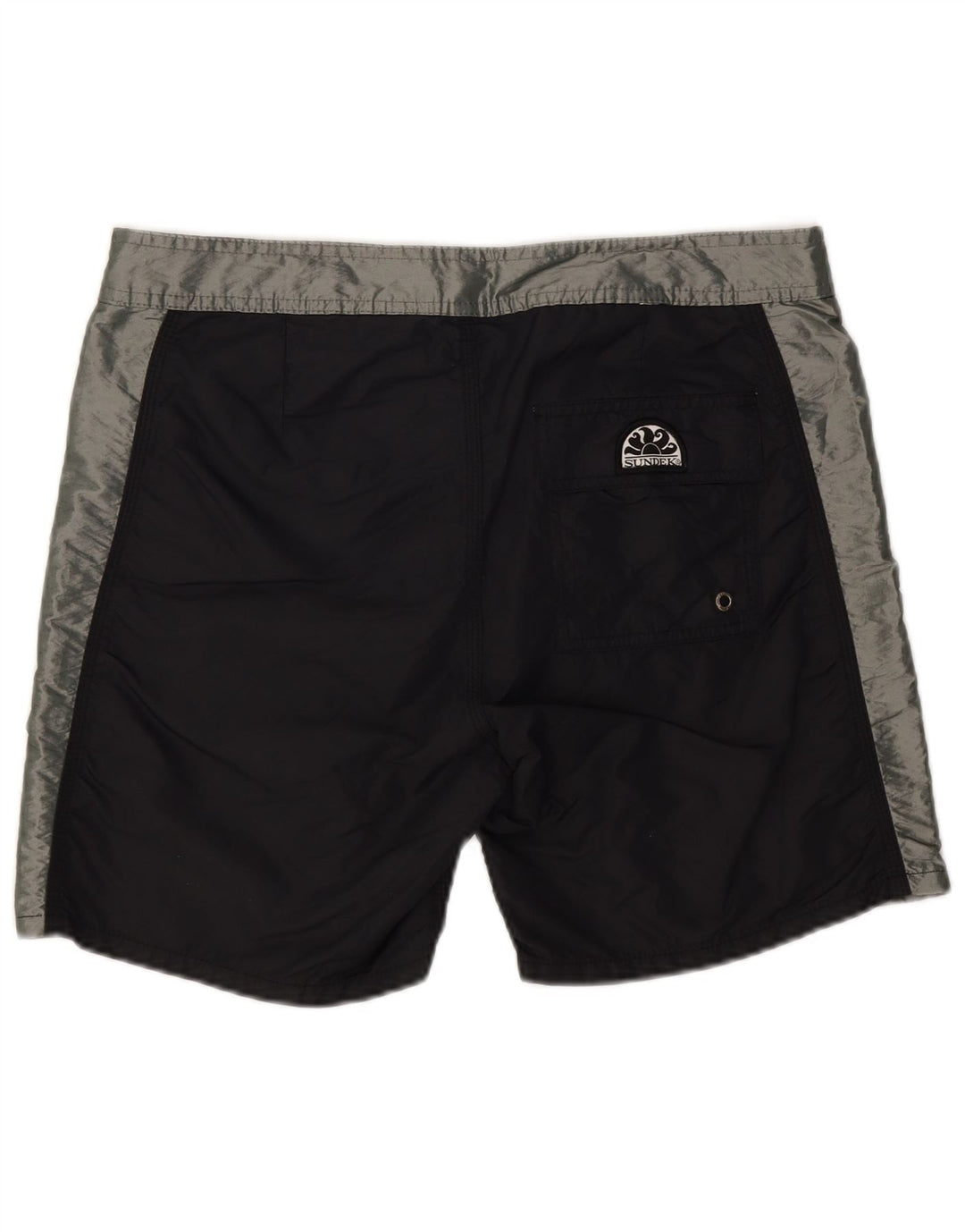 SUNDEK Bañador con estampado gráfico para hombre, nailon color block en negro mediano