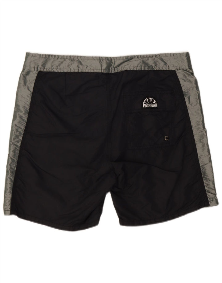 SUNDEK Bañador con estampado gráfico para hombre, nailon color block en negro mediano