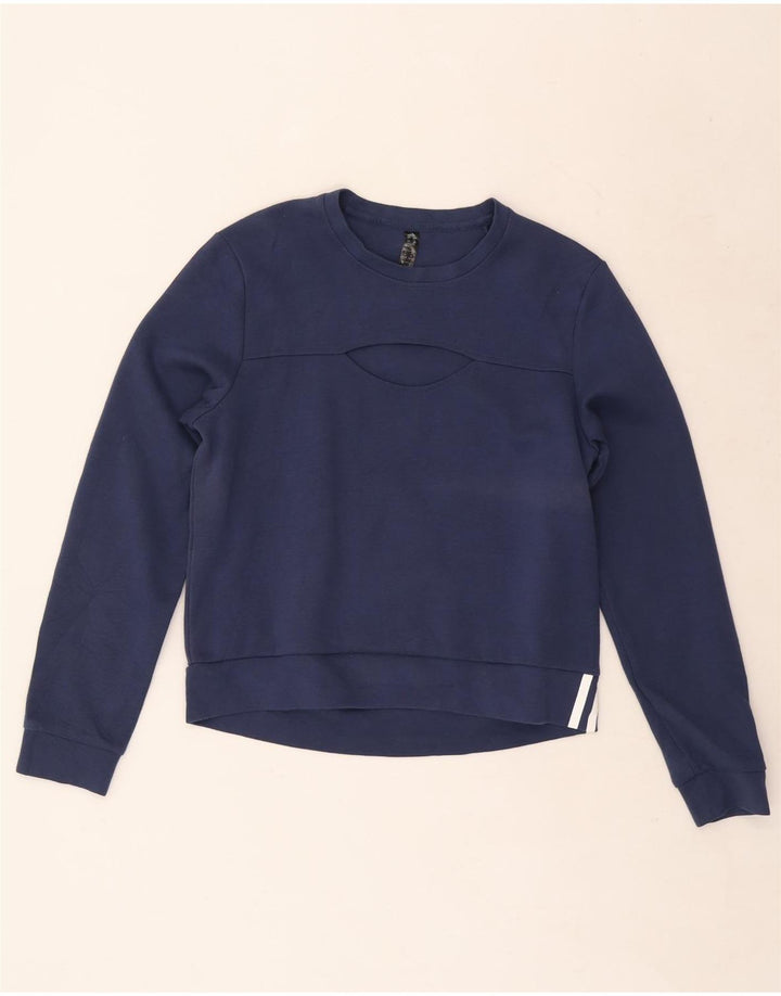 Adidas Mujer Sudadera Jumper UK 12/14 Medio Azul Marino Algodón
