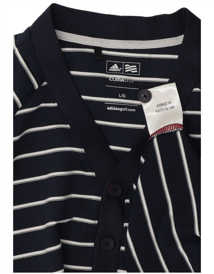 Adidas Mens Climalite Sudadera Jumper Grande Azul Marino Rayas Poliéster