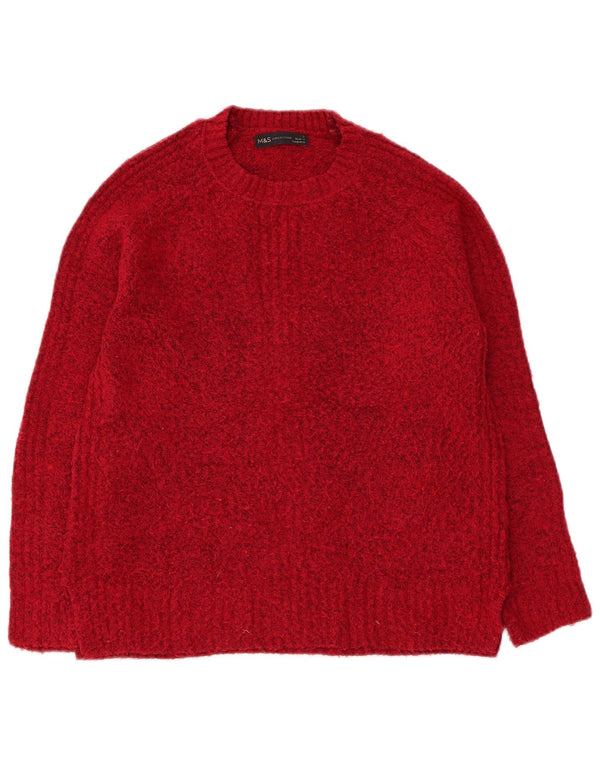 Marks & Spencer Womens Oversized Crew Neck Jumper Sweater UK 10 Small Red