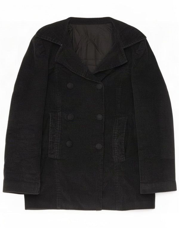 Chaqueta blazer vintage de pana con doble botonadura para mujer UK 44 Medium Black