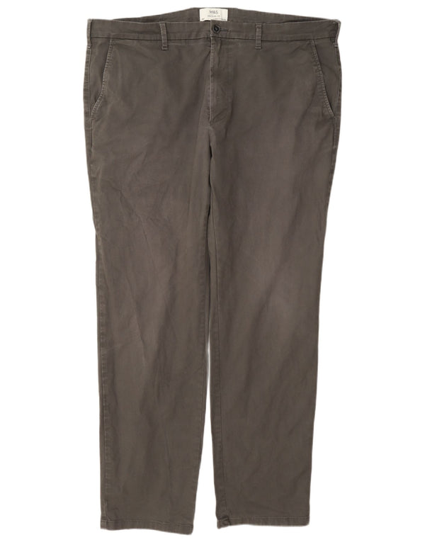 Marks & Spencer Mens Regular Fit Chino Trousers W40 L33 Grey Cotton
