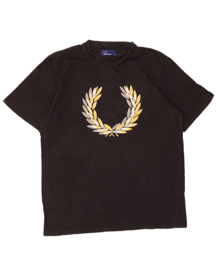 Fred Perry Camiseta Gráfica Para Hombre Top Mediano De Algodón Negro