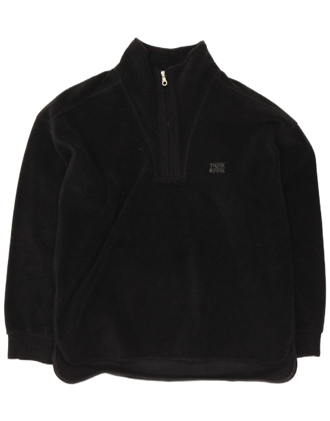 Think Pink Jersey de forro polar con cuello y cremallera gráfico para hombre Poliéster negro grande