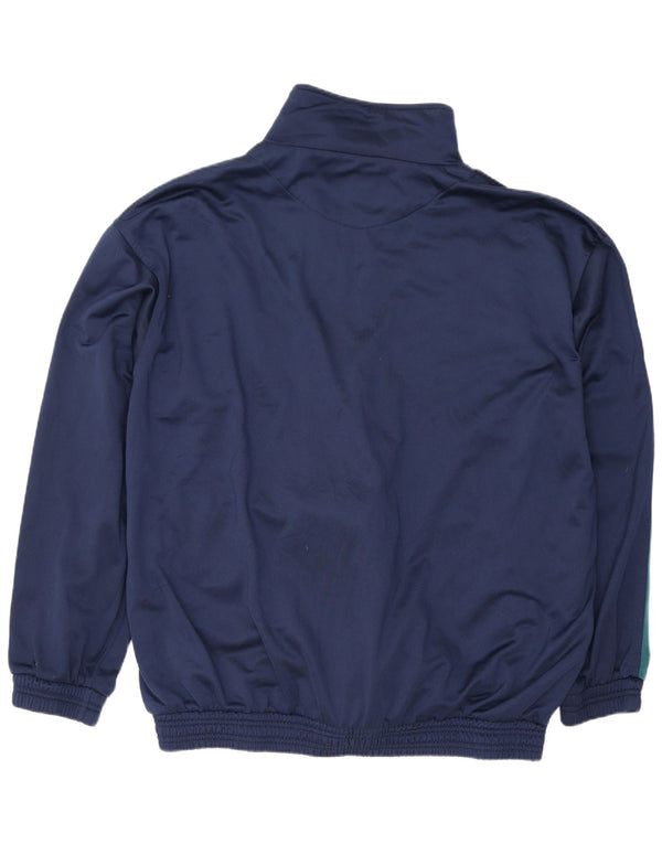 Vintage hombres chándal top chaqueta 2XL azul marino colorblock poliéster